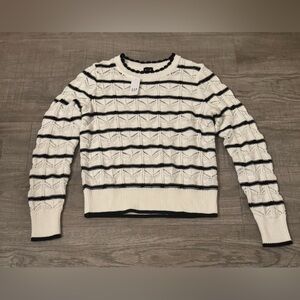 GAP Black and White Crew Neck Sweater with Nautical Stripes Size XS